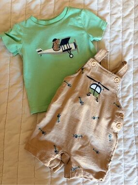 Baby Boy 6 Month Clothing LOT 10 Pieces - Sweaters, Shirts, and Overalls
